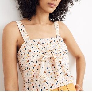 Madewell Tie-Front Cami Top in Terrazzo Cotton Blend